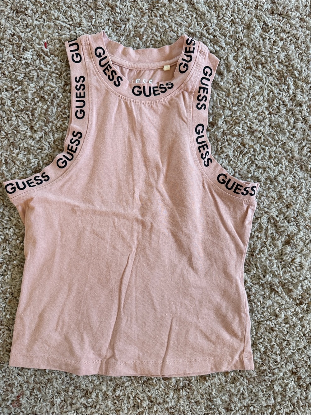 GUESS Pink Sleeveless Tank with Logo Trim